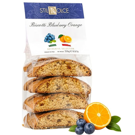 Stildolce Semi-Soft Blueberry and Orange Italian Biscotti Cookies| Made in Tuscany, Italy| Classic Gourmet Biscuits No Preservatives 8.8 Oz