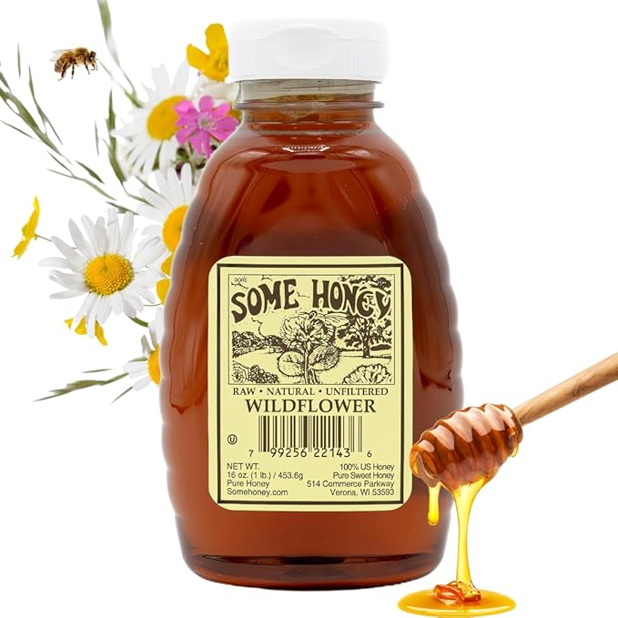 Some Honey Raw & Unfiltered Wildflower Honey – 100% Pure U.S. Honey – USDA Grade A – All-Natural – 16 oz