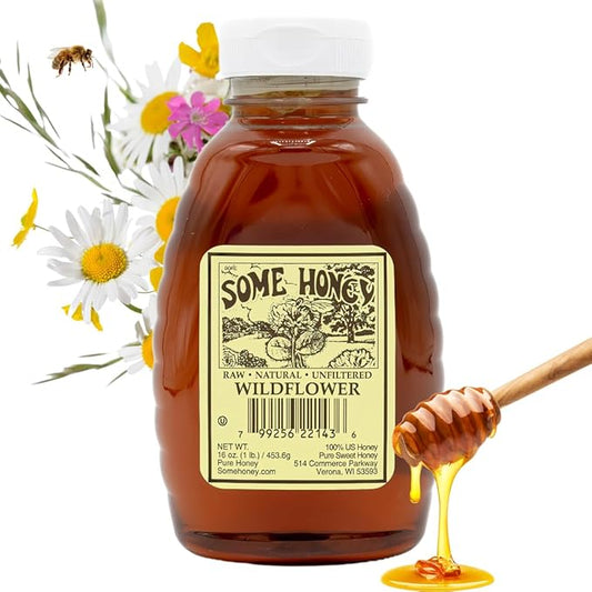 Some Honey Raw & Unfiltered Wildflower Honey – 100% Pure U.S. Honey – USDA Grade A – All-Natural – 16 oz