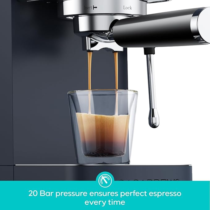 CASABREWS 3700 Essential Espresso Machine 20 Bar, Stainless steel Coffee Maker with Milk Frother, Espresso Coffee Machine for Cappuccino, Latte, 43.9oz Water Tank, Sapphire Blue