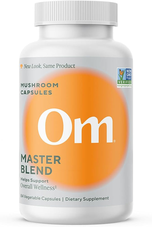 Om Master Blend Mushroom Capsules - Organic Mushroom Supplement with 10 Mushrooms and Ashwagandha