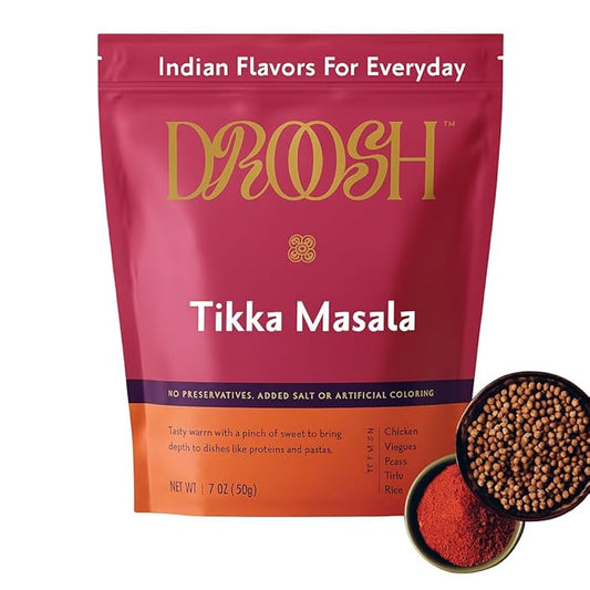 Droosh Tikka Masala Spice Mix, Indian Spices, Sweet and Savory, Tikka Masala Powder for Sandwiches, Snacks, Fruit & Cooking (1.7 ounce)