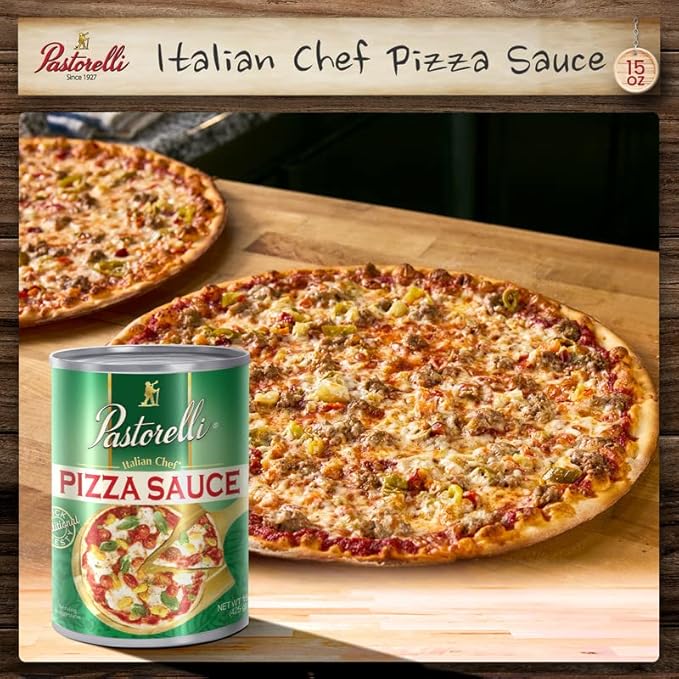 Pastorelli Pizza Sauce, Original Authentic Italian Pizza Sauce with Extra Virgin Olive Oil and Pecorino Romano Cheese Shredded, Since 1952 Family Pizza Sauce Recipe, 15 Ounce, 3-Pack