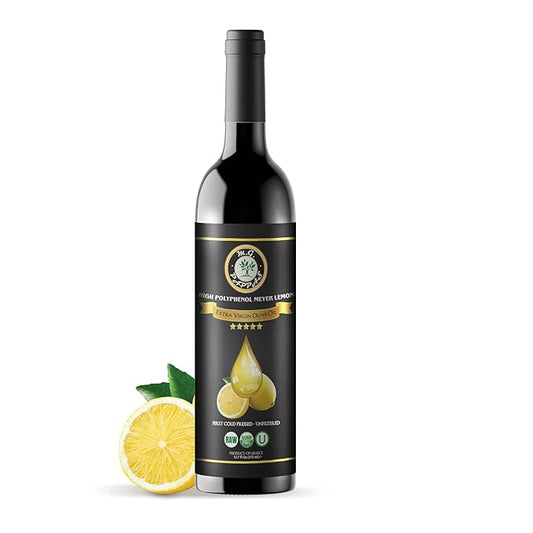 M.G. PAPPAS High Polyphenol Rich Meyer Lemon Olive Oil - Extra Virgin Olive Oil Polyphenol over