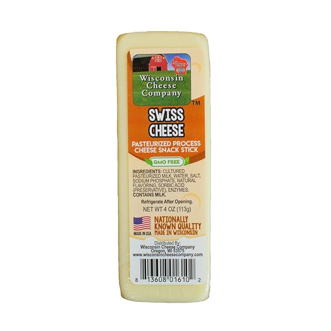 Wisconsin Cheese Company - Specialty Wisconsin Cheese & Cracker Gift Box - 100% Wisconsin Gouda, Smoked Cheddar, Salami, Tomato Basil Cheddar, Swiss (Pack of 5 Blocks) | Perfect for Parties, Charcuterie Boards and Birthdays