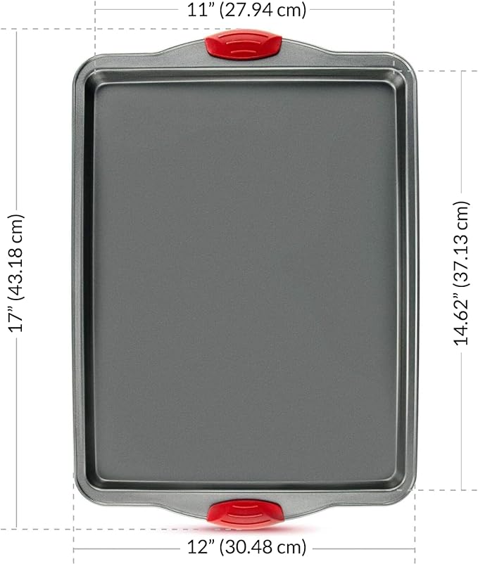 Premium Nonstick Baking Sheet Pans – Set of 3, Heavy-Gauge Carbon Steel, Warp, Dent, and Rust-Resistant – Gourmet Rimmed Half Cookie Sheet Trays, Non-Toxic for Exceptional Baking Performance
