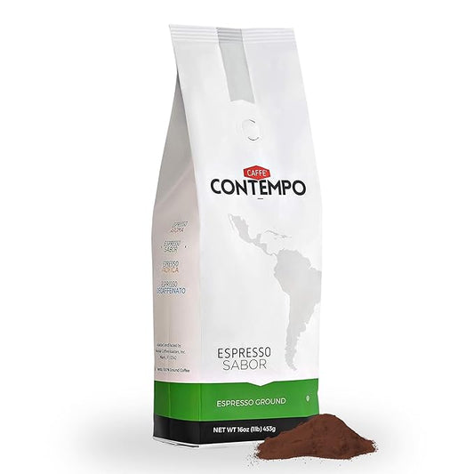 CAFFÉ CONTEMPO Italian Style Ground Espresso, Sabor Blend, 1 LB Fine Grind, Dark Roast, Freshly Roasted, Great for Moka Pot Coffee