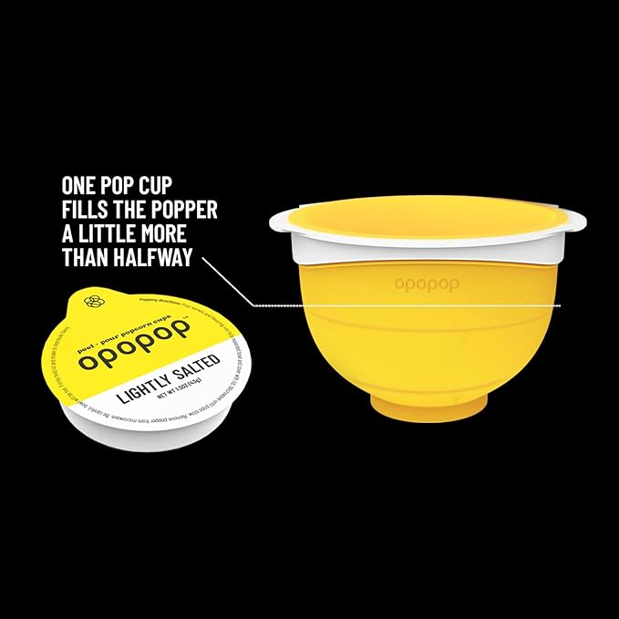 Opopop Microwave Popcorn - Pop Cups Lightly Salted 6-Pack, Non-GMO Gourmet Popcorn Kernels & Popcorn Flavoring, Gluten Free Snacks, Easy to Make and No Mess