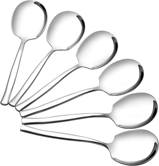 Set of 8 Stainless Steel Buffet Serving Spoons, Large