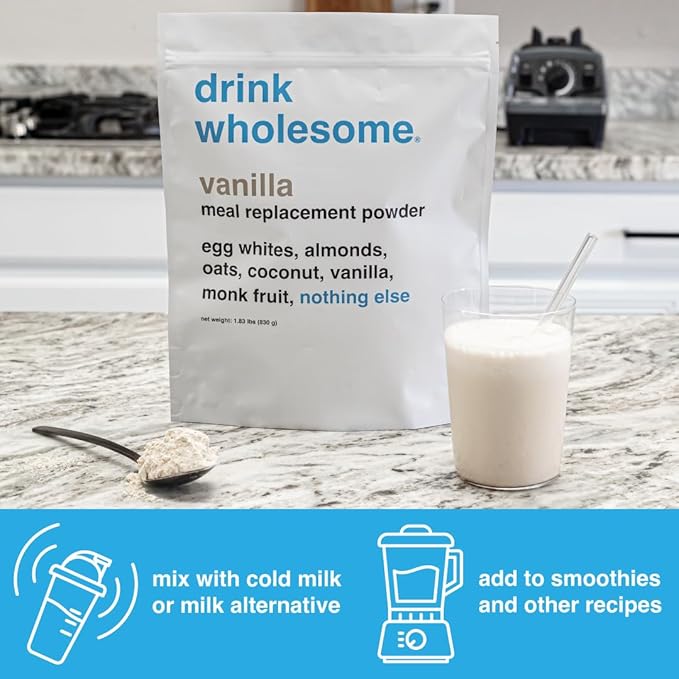 Drink Wholesome Vanilla Meal Replacement Powder | for Sensitive Stomachs | Gut Friendly | Additive & Dairy Free | No Artificial Sweeteners | No Bloating, Farts or Gas | No Constipation or Diarrhea