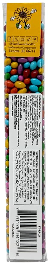 Chocolate Covered Sunflower Seeds Multicolored Candy Coated Treats - Rainbow Party Favors - Sweet and Crunchy Topping - Pack of 3