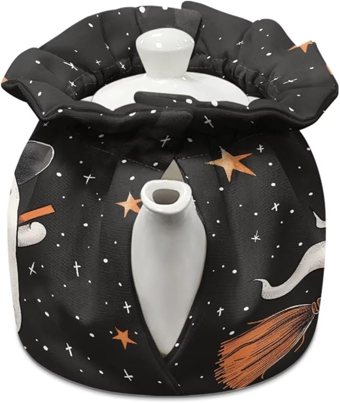 Ghost Tea Pot Cozy for Keeping Warm ResuableTea Insulated Cosy for All Saints' Day Breakfast Warmer for Coffee,Soft & Washable Teapot Dust Protector Kitchen Decorative