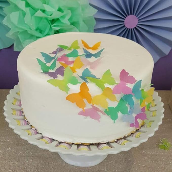 Wedding cake topper edible butterflies. 24 watercolor wafer paper butterflies for cake decorating, cupcake decorating and cookie decorating