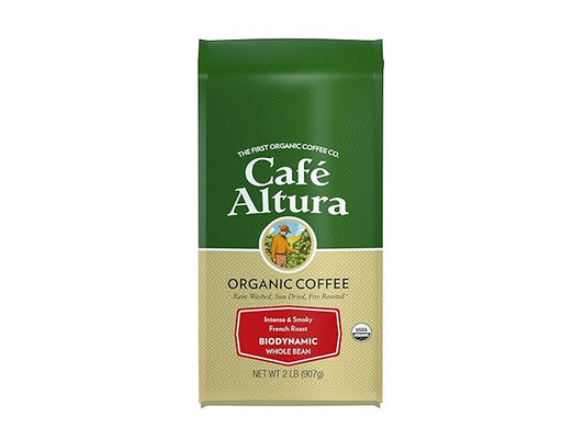 Cafe Altura Whole Bean Organic Coffee, Biodynamic French Roast, 2 lb Bag