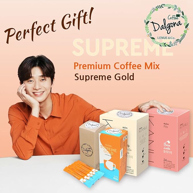 Maxim Supreme Gold Coffee - Korean Maxim Supreme Gold 3 in 1 Instant Coffee Latte 18 Sticks
