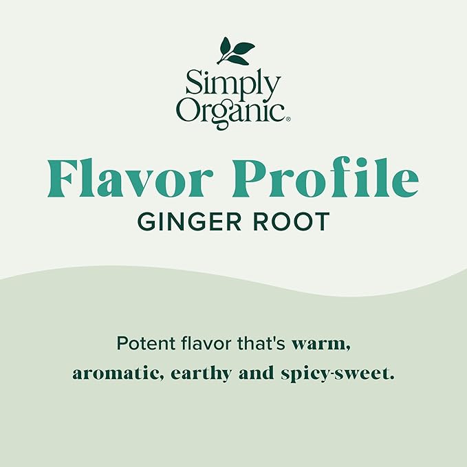 Simply Organic Ground Ginger Root, 1.64 Ounce, Non ETO, Non Irradiated, Non GMO, Complements Both Sweet & Savory Dishes