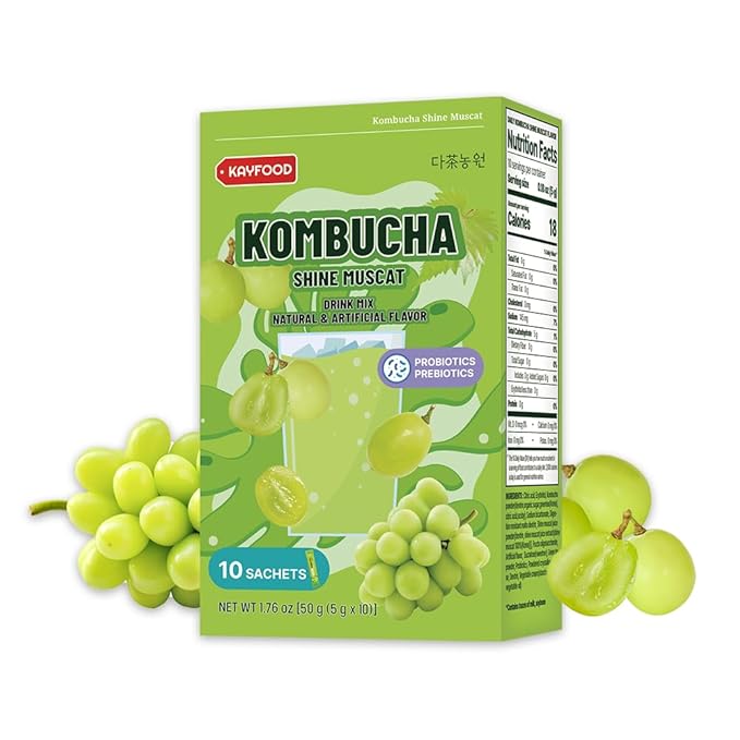 KAYFOOD Garden Daily Shinemuscat Kombucha Tea Powdered Mix, Probiotics & Prebiotics, Zero Sugar, Diet, Healthy Fermented Drinks Korea Workout T (10ST)