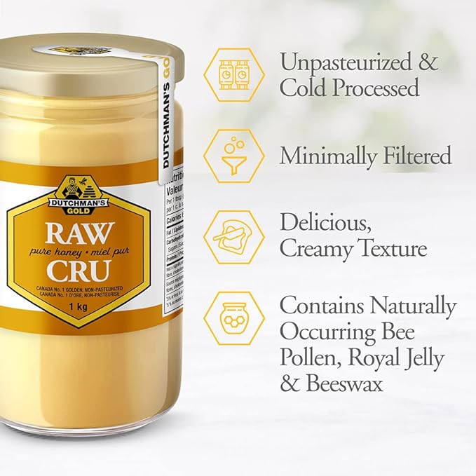 Dutchman's Gold Raw Honey 1.1 lbs - Unfiltered - Non-pasteurized