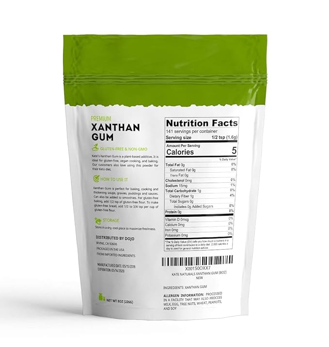 Kate Naturals Xanthan Gum for Baking, Ice Cream & Thickener (8oz, Gluten Free, Food Grade, Skin Care)