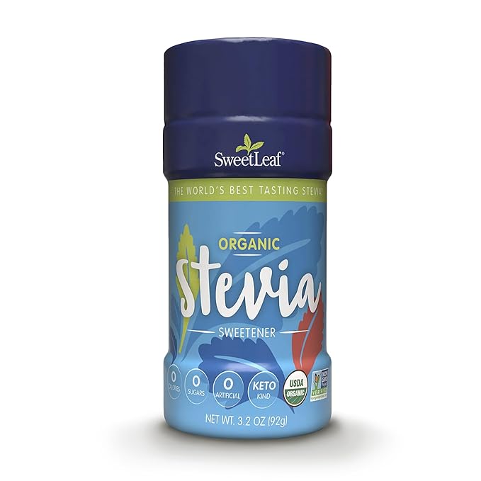 SweetLeaf Organic Stevia Powder Shaker Jar - Zero Calorie Sweetener with Stevia Leaf Extract, No