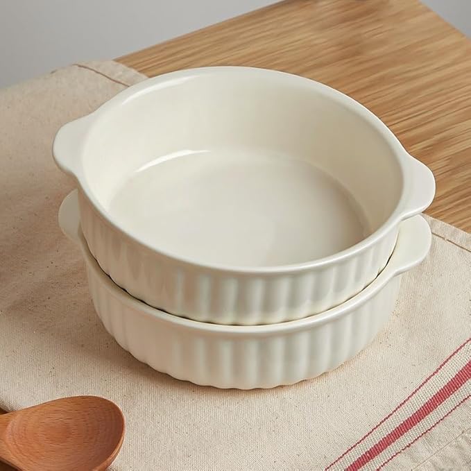 Kbotiques Casserole Dish Made of Scratch-Resistant Ceramic in White for Hot Air Fryer, for Preparing Lasagne, Soup, Tiramisu and More Fryer Accessories (8 Inches)