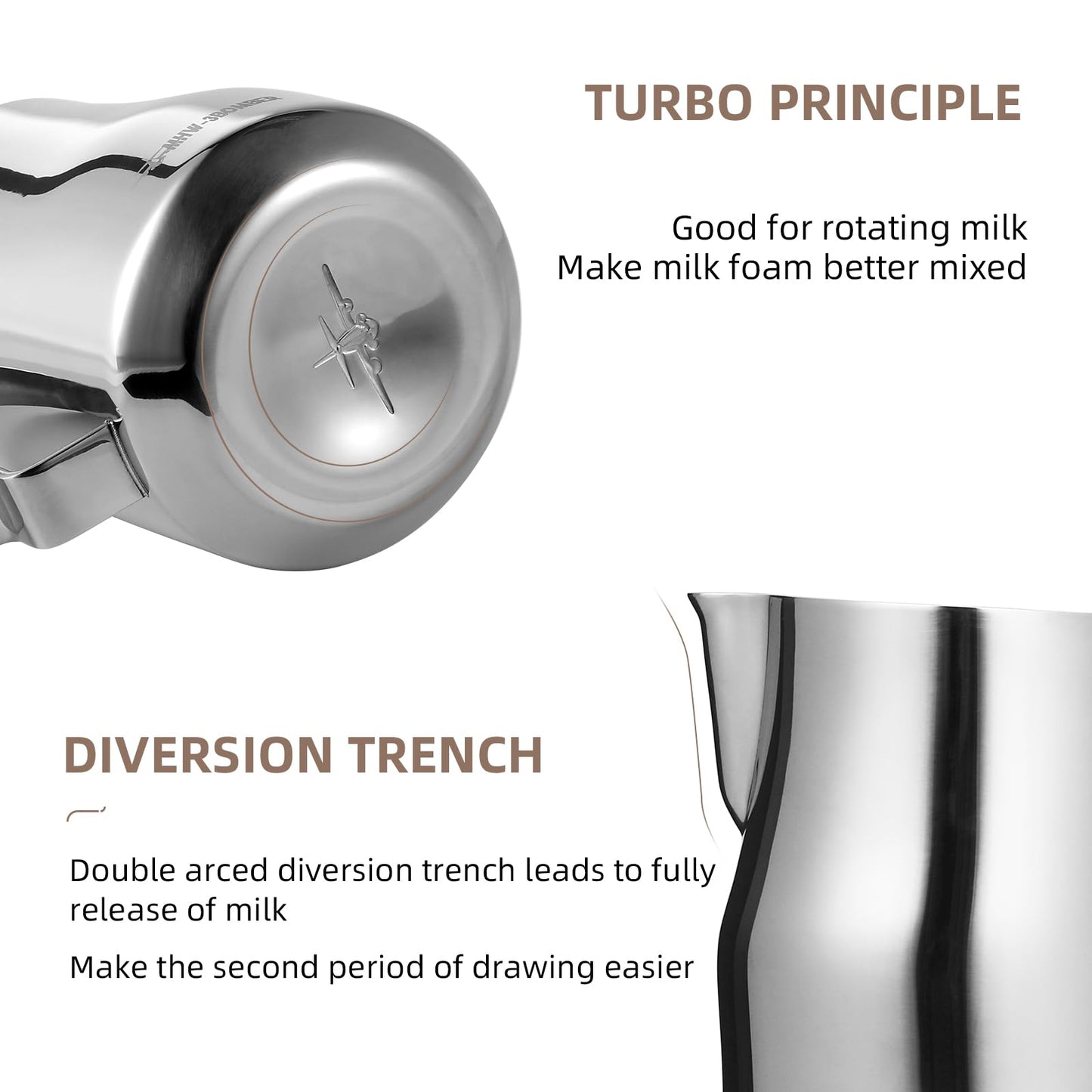 MHW-3BOMBER Milk Frothing Pitcher 12oz/350ml Milk Frother Cup Espresso Steaming Pitcher Stainless