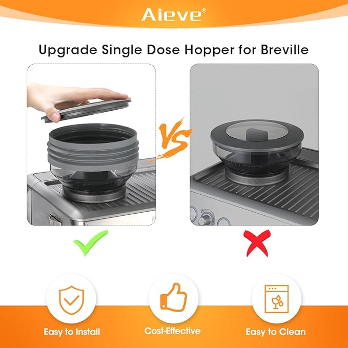 AIEVE Silicone Bellow Compatible for Breville Barista Express, Single Dose Hopper for Breville Espresso Machine,Gray