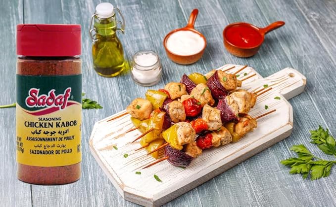 Sadaf Chicken Kabob Seasoning - Chicken Seasoning for Cooking and Food Flavoring - Kebab Spice - Kosher- 2.5 Oz Bottle With Shaker Top