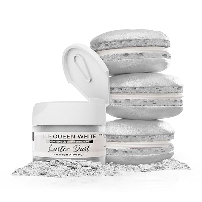 Luster Dust - Ice Queen White (4g 1x Jar) | Edible Vegan Dust & Paint for Cake Decorating, Ice Cream, Desserts, Cocktails and Beverages by Bakell