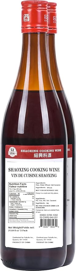 52USA Shaoxing Cooking Wine 21.64 Fl Oz (Pack of 2), Chinese Asian Cooking Wine, Shao Hsing Rice Wine, Shaoxing Rice Wine, Hsing Rice Wine, Fermented Rice Wine, Homemade Asian Cooking