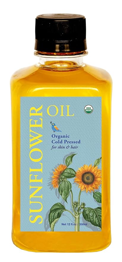 DAANA Sunflower Oil for Skin: Certified USDA Organic, Extra Virgin, Cold Pressed (12 fl oz)