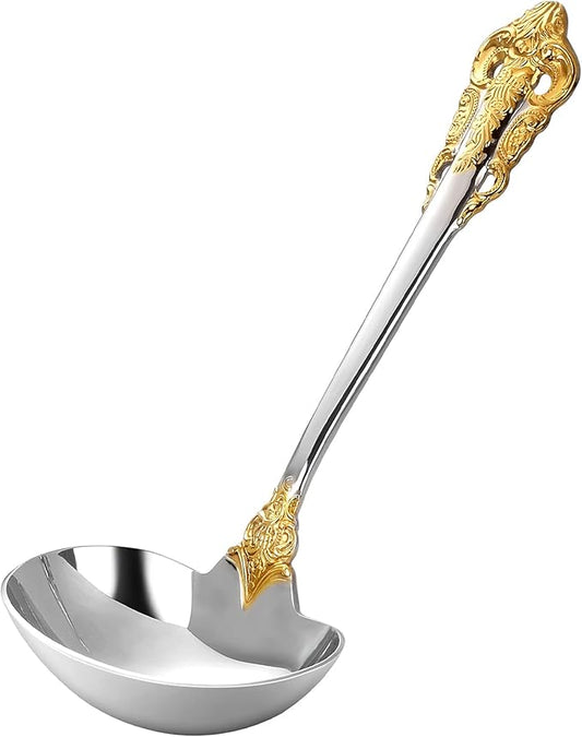 KEAWELL Luxury Gravy Ladle, 18/10 Stainless Steel, Gold Accent, Small Gravy Spoon for Home. Solid and Sturdy, Dishwasher Safe… (1)
