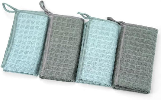 Barista Towel 4 Pack (12"x12"), Microfiber Cleaning Towels for Espresso Machine, Countertops Essential Coffee Bar Accessories, Waffle Weave Microfiber Cleaning Cloth for Pub