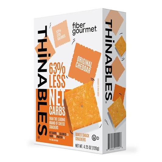 Fiber Gourmet Original Thinables Baked Cheese Crackers – Low Calorie, High Fiber Snack – 6g Net Carbs, 70 Calories, 13g Fiber, 5g Protein – Kosher, Made in USA with Real Cheese - 4.25 oz
