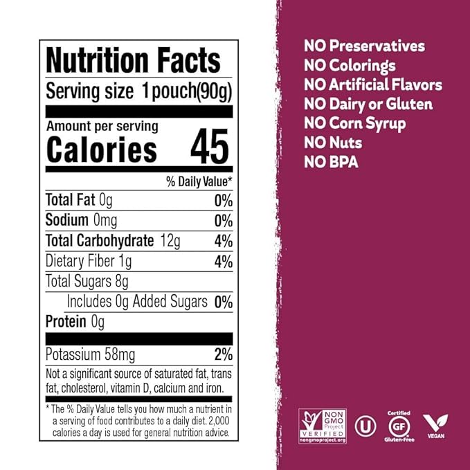Buddy Fruits Snacks To Go Cinnamon Unsweetened Applesauce 3.2oz Pouch (18pk) Gluten-Nut-Dairy-Preservatives-BPA Free, Non GMO, Kosher