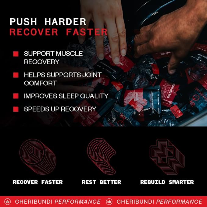 Cheribundi 100% Tart Cherry Juice Sleep Concentrate Grab & Go 2 Fluid Ounce Pouch for Maximum Recovery with 30 Tart Cherries 90 Calories, 0 Preservatives, Non-GMO 2 floz (Pack of 12)