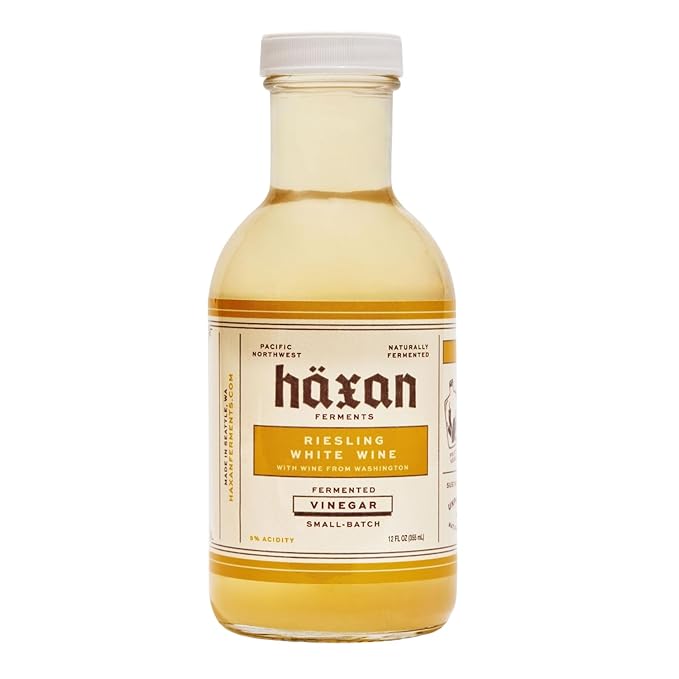 Haxan Ferments Riesling White Wine Vinegar - 5% Acidity, Unpasteurized & Slow-Fermented | Made from Yakima Valley Riesling | Perfect for Salads, Pickling, & Dressings