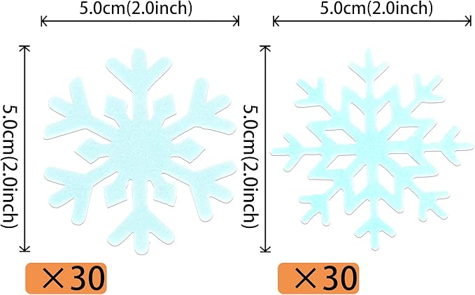 60 PCS Edible Snowflake Cupcake Toppers Wafer Paper Snowflake Cake Decorations Edible Snowflake Cupcake Picks Topper for Christmas Winter Frozen Theme Baby Shower Birthday Party Supplies Blue