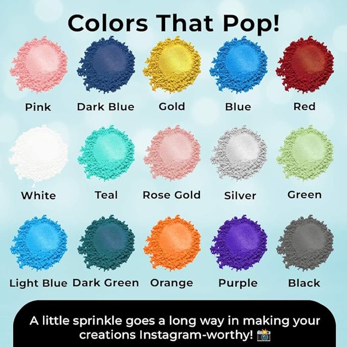 Luster Dust Edible Cake Decorations, Light Blue Edible Dust for Cake Edible Luster Dust for Cupcake Decorations, Cake Drip, Light Blue Edible Paint for Cakes, Edible Shimmer Dust for Drinks