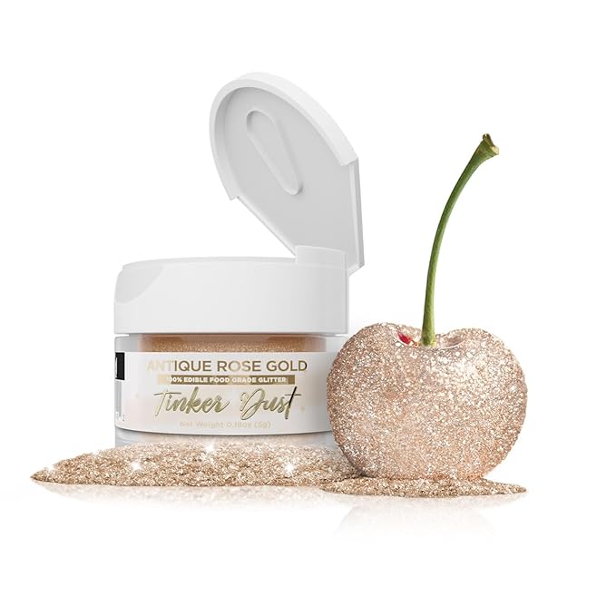 Bakell - Antique Rose Gold Tinker Dust (5g, 1x Jar) Edible Glitter for Food, Desserts, and Beverages!