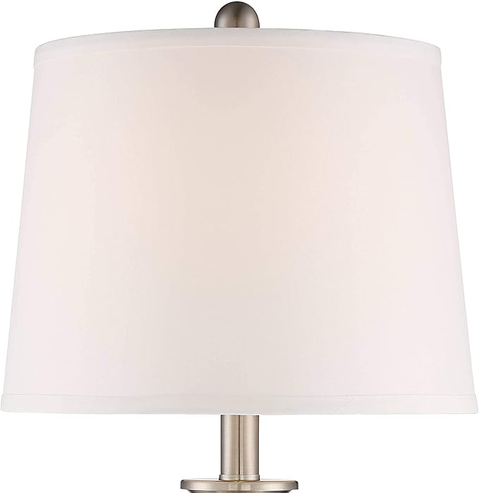 Regency Hill Arden 25" High Modern Table Lamps Set of 2 Table Top Dimmer Silver Brushed Nickel Finish Mercury Glass White Shade Living Room Bedroom Bedside Nightstand House Office Home Reading