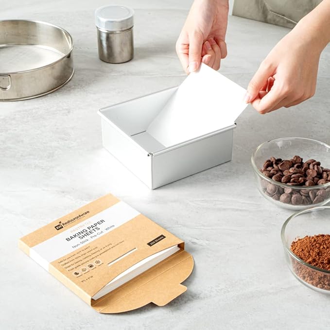 Restaurantware Pastry Tek 5 x 5 Inch Parchment Paper Sheets 1000 Greaseproof Baking Sheets For Oven - Pre-cut Double-Sided Silicone Coating White Paper Nonstick Baking Sheets Reusable