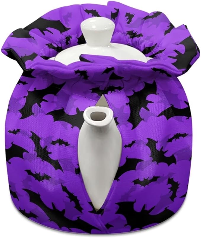 Gothic Bat Dust Proof Tea Cosy for Teapot Washable Tea Pot Cozy for Keeping Warm,Reusable Scratch Proof Teapot Insulation Cover for All Saints' Day Party Breakfast Warmer