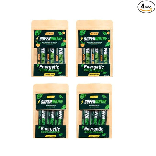 SuperMathe Yerba Mate Powder ??4-Pack (7 Blisters Each, 28 Total) ??Single-Serve Blister Packs ??Natural & Tangerine Flavors