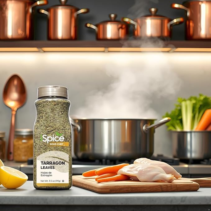 iSpice | Tarragon Leaves | 3.5 oz | Bulk Size, Restaurant Supply, Cooking Essentials, Value Bottle | Premium Herbs | Kosher | (3.5 OZ)