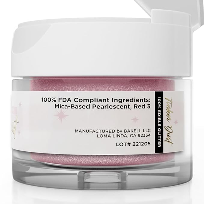 Bakell - Soft Pink Tinker Dust (5g, 1x Jar) Edible Glitter for Food, Desserts, and Beverages!