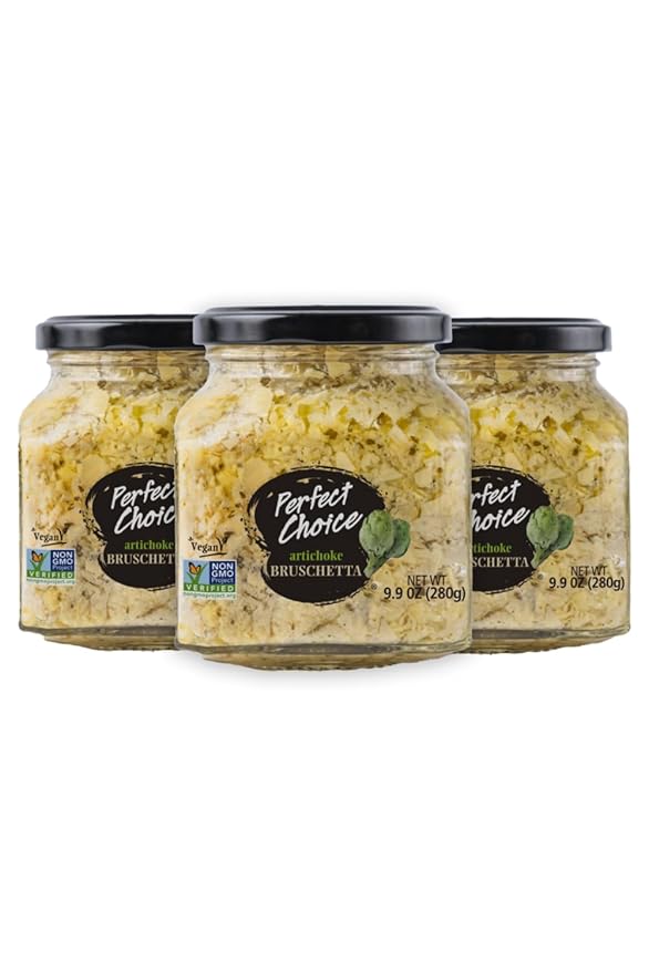 Perfect Choice Artichoke Bruschetta - Delicious Bruschetta Bread Spread - Ready-to-eat Dip - 9.9 oz (Pack of 3)