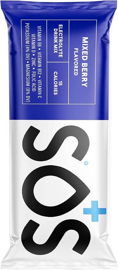 SOS Hydration Electrolyte Powder 8 Stick Packs ??Low-Calorie, Rapid Rehydration, Made in USA, Keto (8 Servings, Mixed Berry)