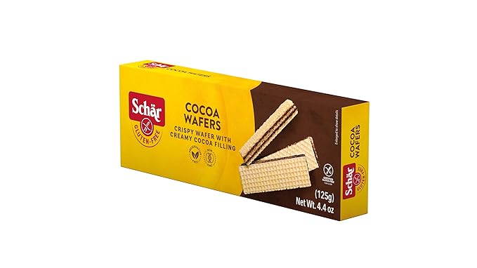 Schär Gluten-Free Cocoa Wafers, 4.4oz, 12-Pack ??Crisp Layers with Creamy Cocoa Filling, Non-GMO, No Preservatives, Perfect Snack or Dessert Treat