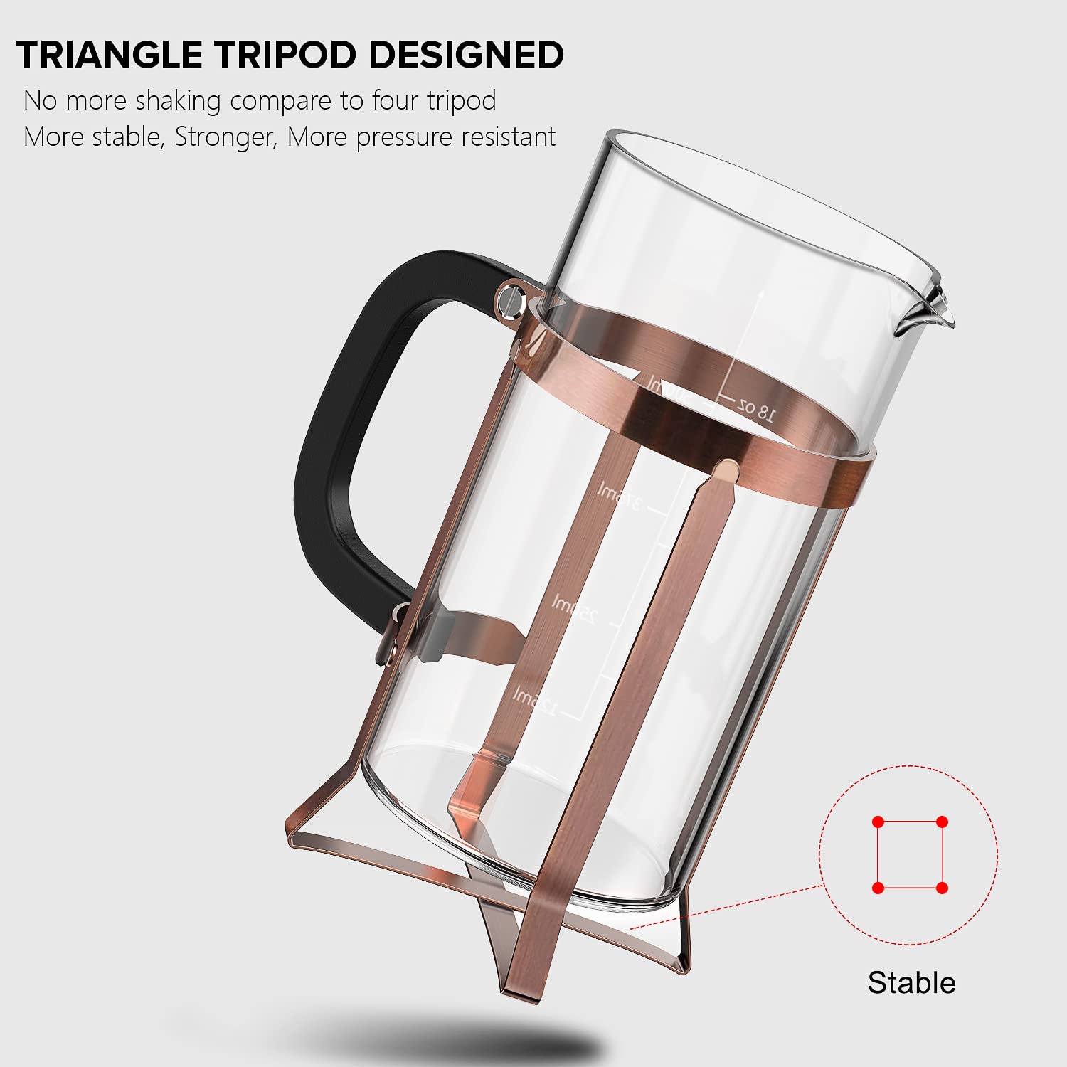 QUQIYSO French Press Coffee Maker 21oz,Borosilicate Glass Coffee Press